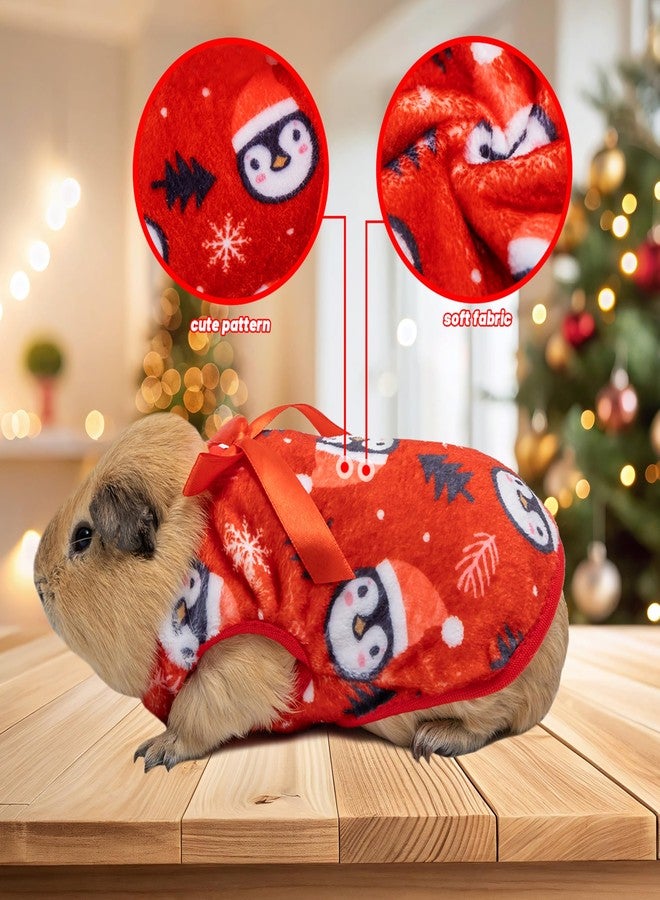 ORZECHKO Christmas Rabbit Costume, 2 Pack Red Cute Fleece Warm Holiday Small Animals Clothes Outfits Pet Vest T Shirt for Guinea Pig Bunny Ferret Kitten Puppy Chihuahua - Image 3